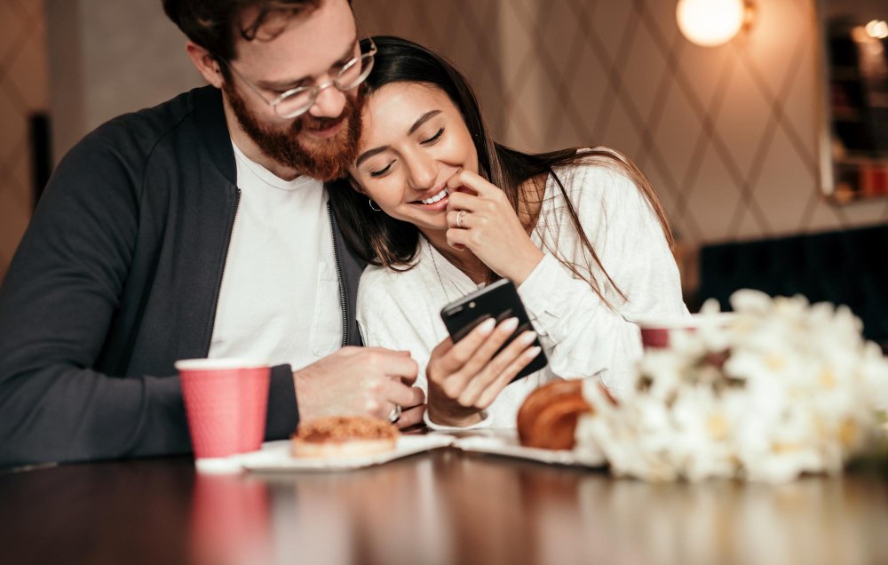 Couple sharing a relaxed moment in a café